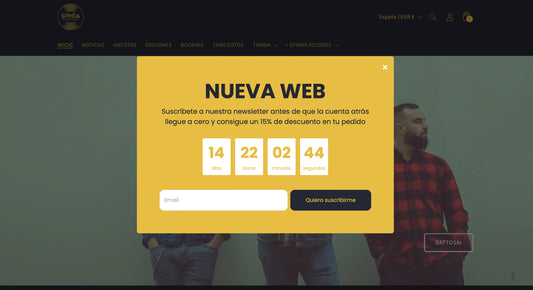 15% de descuento en la nueva web